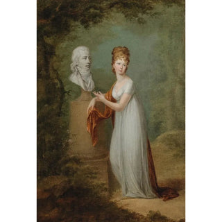 Alexander Molinari - A Young Lady By Her HusbandS Bust In A Park.webp