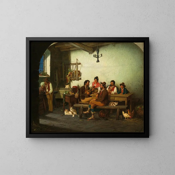 Eine Feier in einer römischen Taverne - Alexander Rizzoni — gerahmtes Bild an der Wand