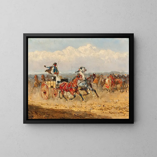 Markt der ungarischen Pferde - Alexander von Bensa — gerahmtes Bild an der Wand