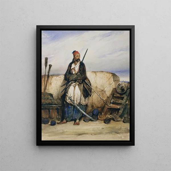 Ein türkischer Artillerist - Alexandre-Gabriel Decamps — gerahmtes Bild an der Wand