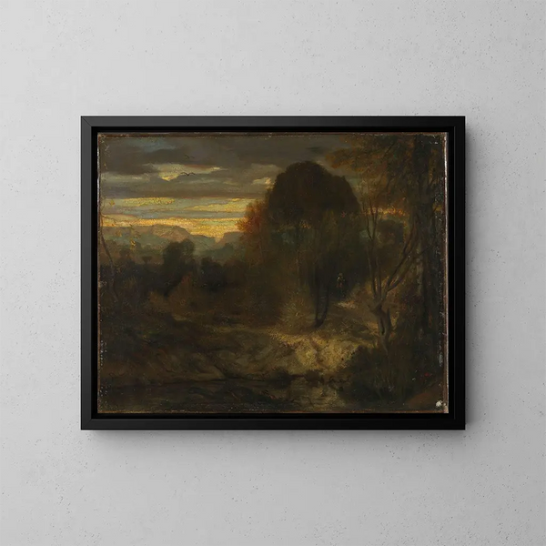 Landschaft des Abends - Alexandre-Gabriel Decamps — gerahmtes Bild an der Wand