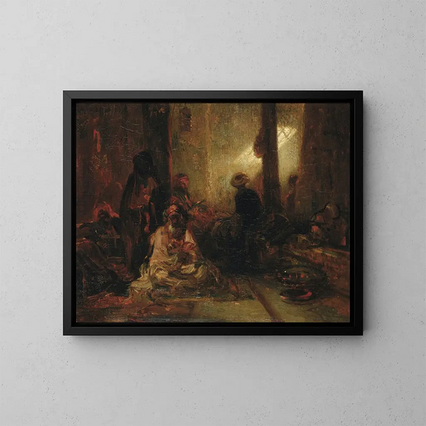 Innenansicht eines türkischen Cafés - Alexandre-Gabriel Decamps — gerahmtes Bild an der Wand