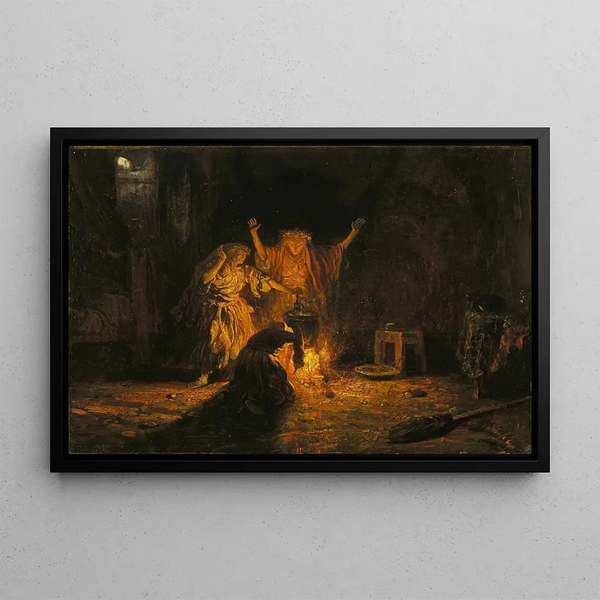 Die Hexen in Macbeth - Alexandre-Gabriel Decamps — gerahmtes Bild an der Wand