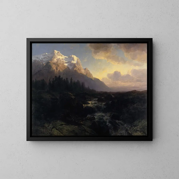 Die Rosenlaui-Tal mit dem Wetterhorn - Alexandre Calame — gerahmtes Bild an der Wand