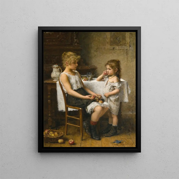 Wahl von Äpfeln - Alexei Harlamoff — gerahmtes Bild an der Wand