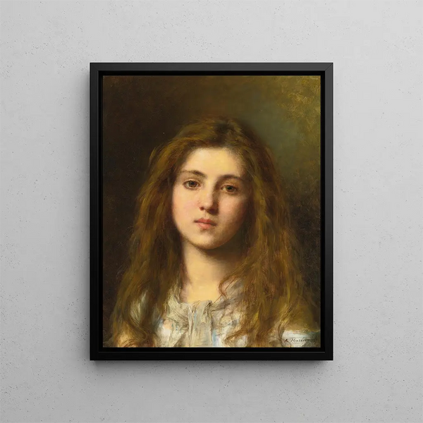 Portrait einer jungen Mädchen - Alexei Harlamoff — gerahmtes Bild an der Wand