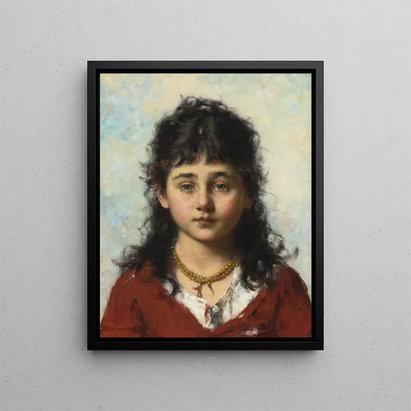 Portrait einer jungen Frau mit Halskette - Alexei Harlamoff — gerahmtes Bild an der Wand