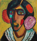 Kopf einer Frau mit Blumen in den Haaren - Alexej von Jawlensky — Ansicht des Kunstwerks