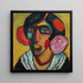 Kopf einer Frau mit Blumen in den Haaren - Alexej von Jawlensky — gerahmtes Bild an der Wand