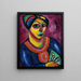 Frau mit grünem Fächer - Alexej von Jawlensky — gerahmtes Bild an der Wand