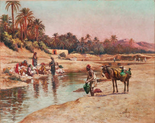 AlexisAuguste Delahogue - Washerwomen By The River And Water Carrier.webp