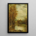 Herbstlandschaft mit Teich und Burgturm - Alfred Augustus Glendening — gerahmtes Bild an der Wand