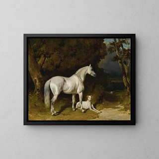 Alfred De Dreux - Etalon Gris Et Lvrier.webp