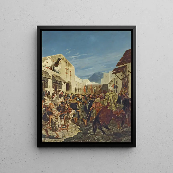 Musiker jüdischer in den Straßen von Tétouan - Alfred Dehodencq — gerahmtes Bild an der Wand