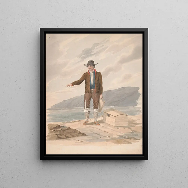 Mann stehend am Ufer - Alfred Diston — gerahmtes Bild an der Wand