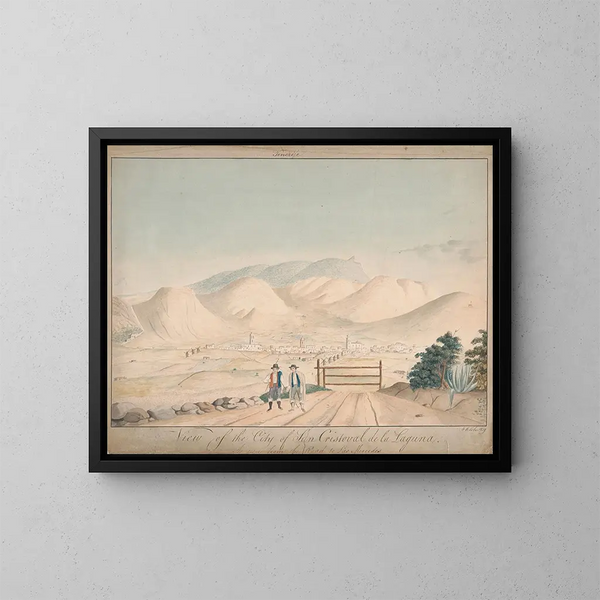 Ansicht der Stadt San Cristoval de la Laguna von der Straße Las Mercedes - Alfred Diston — gerahmtes Bild an der Wand