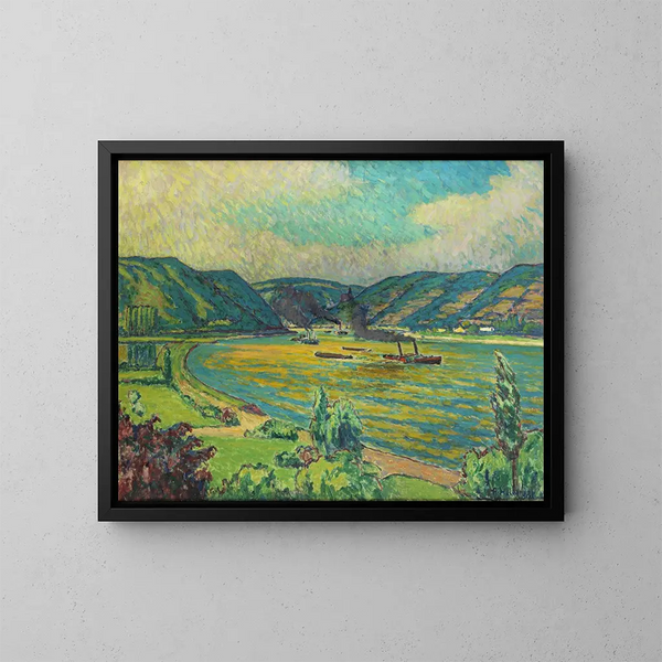 Rheinlandschaft Gemälde - Alfred Helberger — gerahmtes Bild an der Wand
