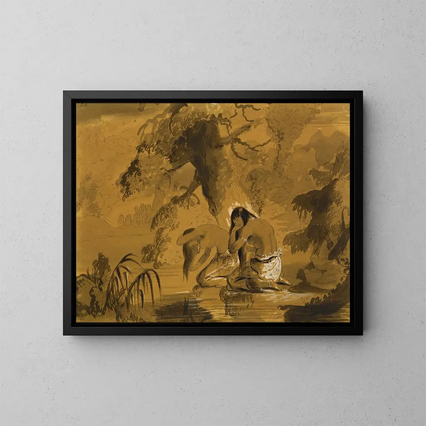 Toilette der indischen Frauen - Alfred Jacob Miller — gerahmtes Bild an der Wand