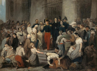 Alfred Johannot - Le duc dOrlans visitant les malades de lHtelDieu pendant lpidmie de cholra en 1832.webp