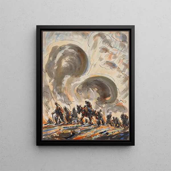 Figuren in einer Landschaft - Alfred Ost — gerahmtes Bild an der Wand
