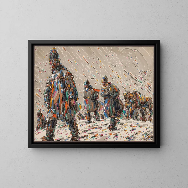 Durch den Schnee - Alfred Ost — gerahmtes Bild an der Wand