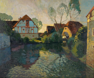 Alfred Poell - Dmmerung in einem Dorf.webp