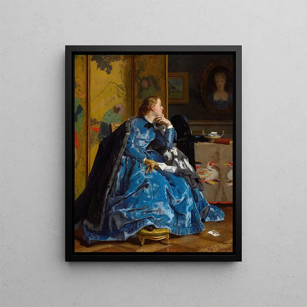 Eine Herzogin in blauem Kleid - Alfred Stevens — gerahmtes Bild an der Wand
