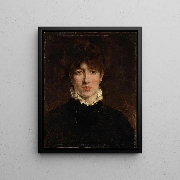 Ein Porträt einer Frau, von der man annimmt, dass sie Sarah Bernhardt ist - Alfred Stevens — gerahmtes Bild an der Wand