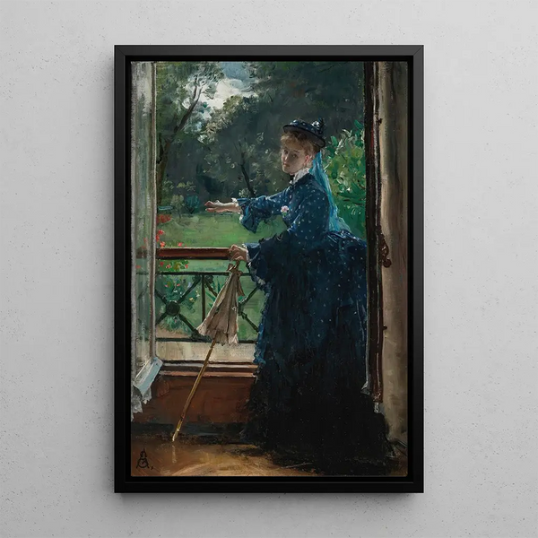 Frau am Balkon - Alfred Stevens — gerahmtes Bild an der Wand