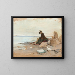 Alfred Stevens - Femme peintre en bord de mer.webp