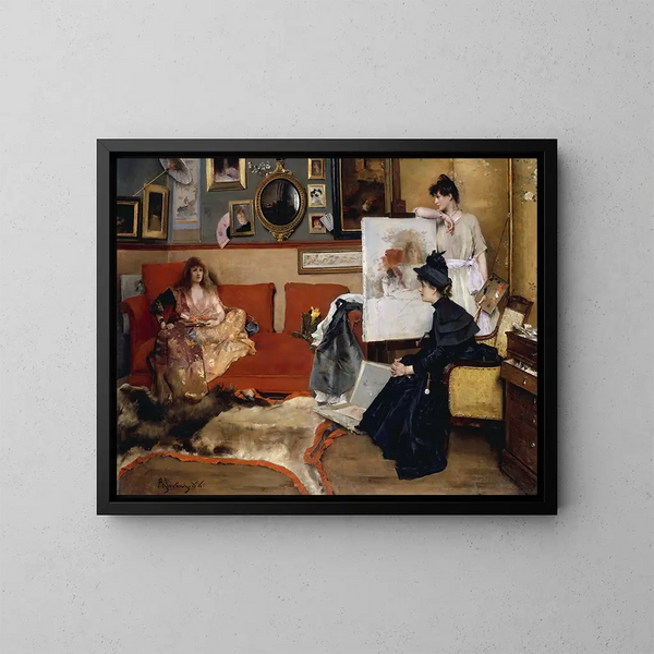 Im Atelier - Alfred Stevens — gerahmtes Bild an der Wand