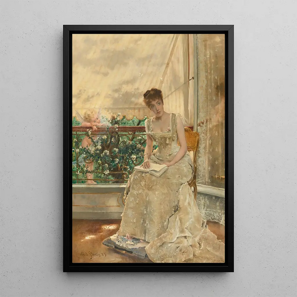 Die Frau und die Liebe, die kommende Liebe - Alfred Stevens — gerahmtes Bild an der Wand