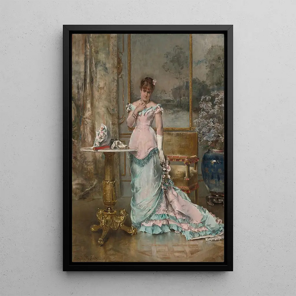 L'attente - Alfred Stevens — gerahmtes Bild an der Wand