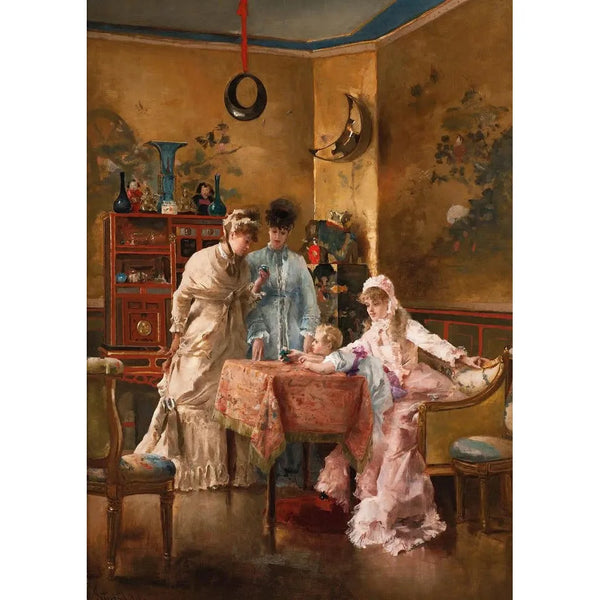 Les visiteuses - Alfred Stevens — gerahmtes Bild an der Wand