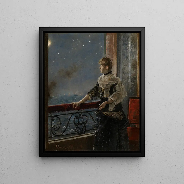 Moonlight Au clair de la lune - Alfred Stevens — gerahmtes Bild an der Wand