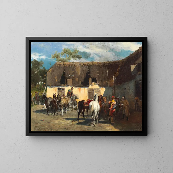 La Réquisition - Alfred von Wierusz-Kowalski — gerahmtes Bild an der Wand