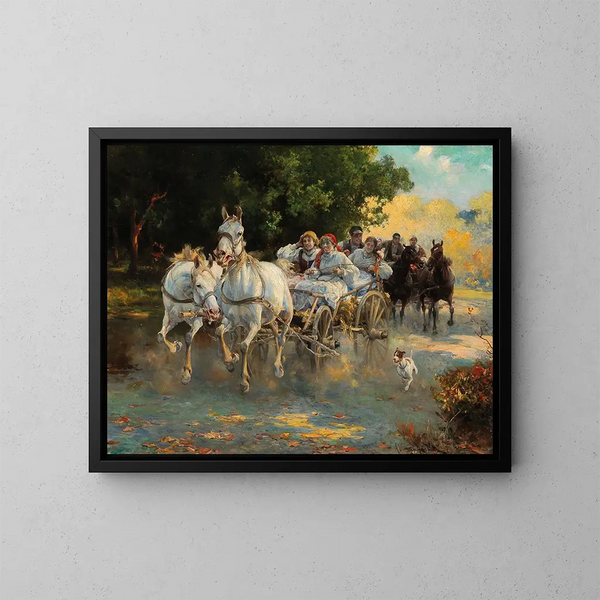 Der bäuerliche Hochzeit - Alfred von Wierusz-Kowalski — gerahmtes Bild an der Wand