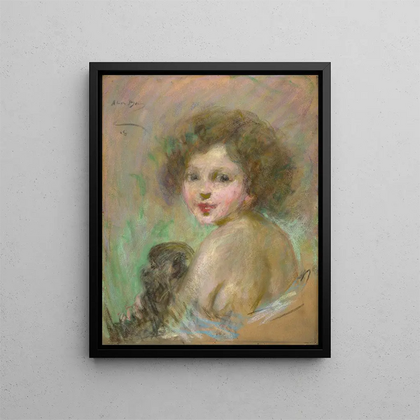 Kind mit Affe - Alice Pike Barney — gerahmtes Bild an der Wand