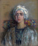 Der weiße Turban – Alice Pike Barney — Pastellporträt auf Leinwand, Werkansicht