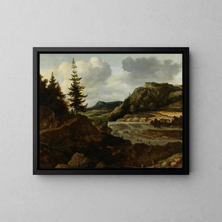 Allaert van Everdingen - A Mountainous River Landscape with Travellers.webp