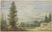 Berglandschaft mit großen Tannen auf der linken Seite und zwei Hütten auf der rechten Seite - Allaert van Everdingen — Ansicht des Kunstwerks