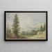 Berglandschaft mit großen Tannen auf der linken Seite und zwei Hütten auf der rechten Seite - Allaert van Everdingen — gerahmtes Bild an der Wand