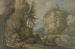 Links, hohe Klippen mit Tannen, rechts auf hohen Klippen eine Burg über dem Bach, eine Steinbrücke - Allaert van Everdingen — Ansicht des Kunstwerks