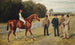 Das Rennpferd Kingswood mit C. Wood, dem Trainer Sherrad und Sir G. Chetwynd Bart, Lord Lurgan und M. E.H. Benson in der Nähe - Allen Culpeper Sealy — Ansicht des Kunstwerks
