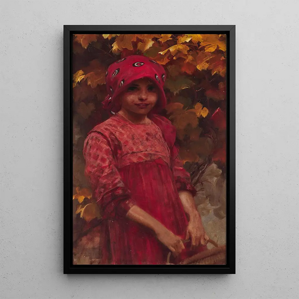 Alois Hans Schram - A Girl with Autumn Leaves.webp