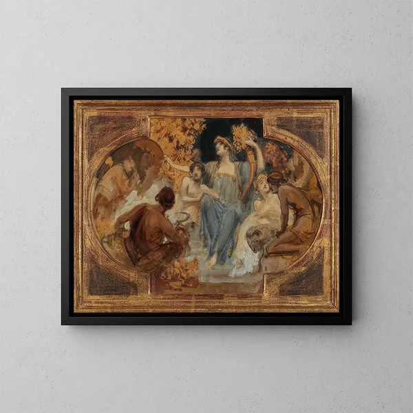 Skizze der allegorischen Deckenmalerei - Alois Hans Schram — gerahmtes Bild an der Wand