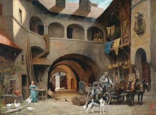 Alois Schnn - Alter Hof in Friesach mit Fuhrwerk.webp