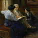 Alphons Marie Antoine Joseph Grandmont 1837-1909, der zweite Ehemann der Künstlerin, Lehrer zweier italienischer Töchter - Bramine Hubrecht — in einem Innenraum präsentiert