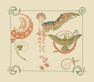 Alphonse Mucha - Abstract design based on flowers angels birds beetles.webp