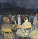 Abendstimmung in einem Park in Paris, im Vordergrund ein Paar beobachtet die Menschenmenge vor ihnen - Christian Clausen — in einem Innenraum präsentiert